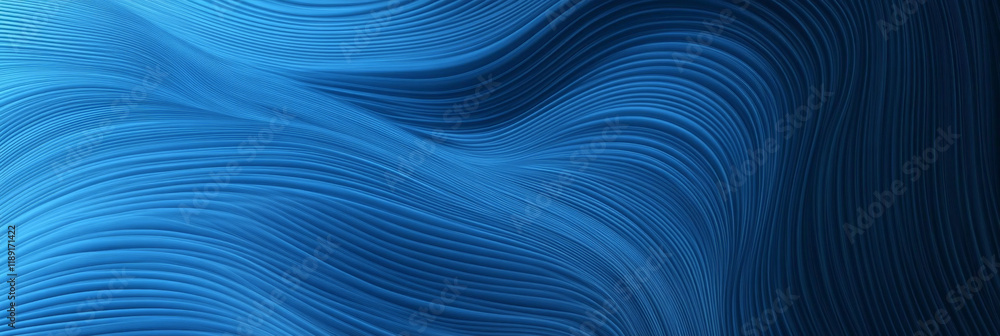 Abstract Blue Wave Pattern - Dynamic Flow of Curved Lines in a Minimalist Design