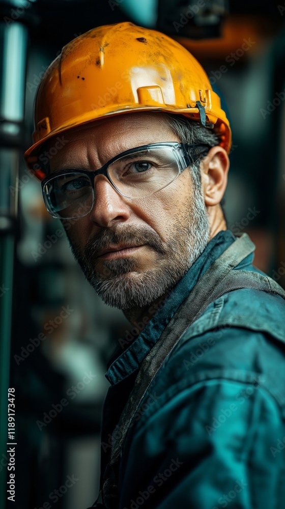 Experienced engineer working with industrial machinery in a manufacturing setting Experienced engineer working with industrial machinery in a manufacturing setting