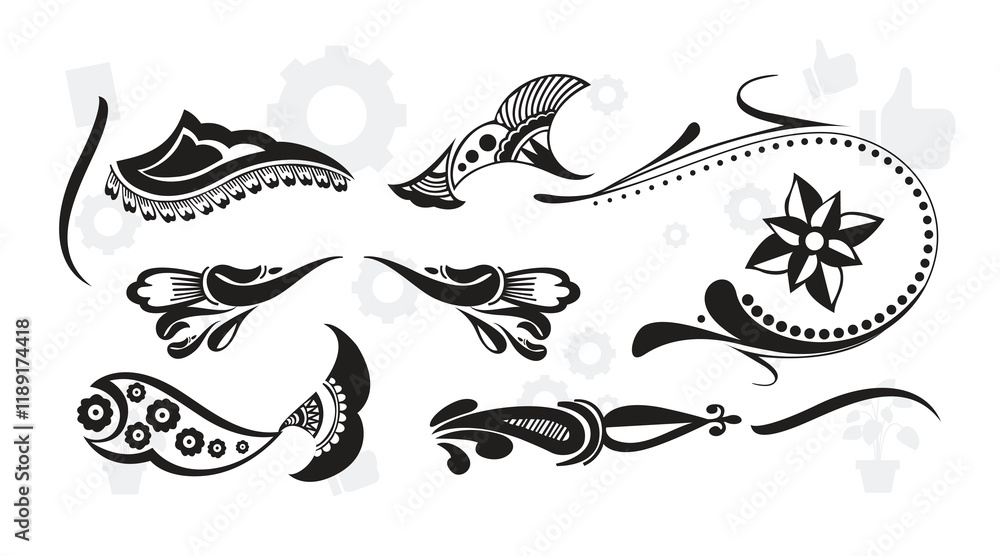 Decorative swirls dividers. Old text delimiter, calligraphic swirl ornaments and vintage divider, retro borders. Isolated decoration lines design elegant curves ornamental frame set Decorative swirls dividers. Old text delimiter, calligraphic swirl ornaments and vintage divider, retro borders. Isolated decoration lines design elegant curves ornamental frame set