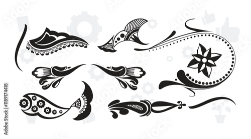 Decorative swirls dividers. Old text delimiter, calligraphic swirl ornaments and vintage divider, retro borders. Isolated decoration lines design elegant curves ornamental frame set