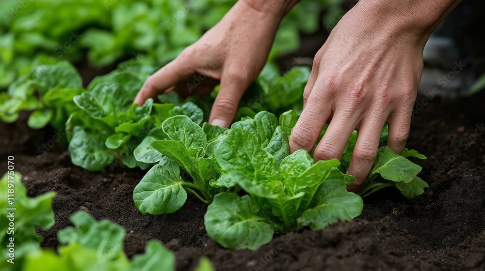 Gardening expertise in action: hands tending to lush green vegetables in a vibrant outdoor setting, perfect for home and community gardening inspiration Gardening expertise in action: hands tending to lush green vegetables in a vibrant outdoor setting, perfect for home and community gardening inspiration