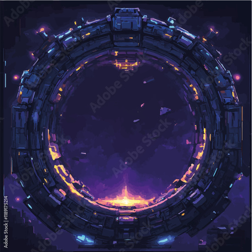 Vektorisiert aus derm Package: rpg, fantasy, game, board, symmetrisch, neon, nerd, außerirdisch, ufo, trek, wars, Allianz, portal, planet, galaxy, 