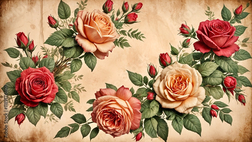 vintage background with roses