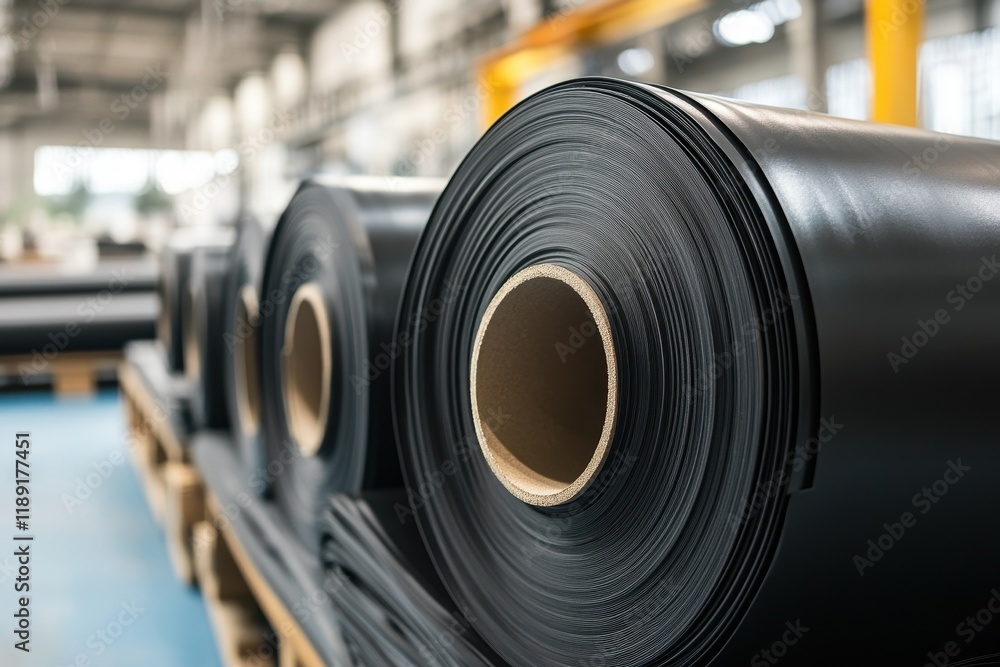 Rubber sheets organized in a warehouse ready for manufacturing processes and product development Rubber sheets organized in a warehouse ready for manufacturing processes and product development