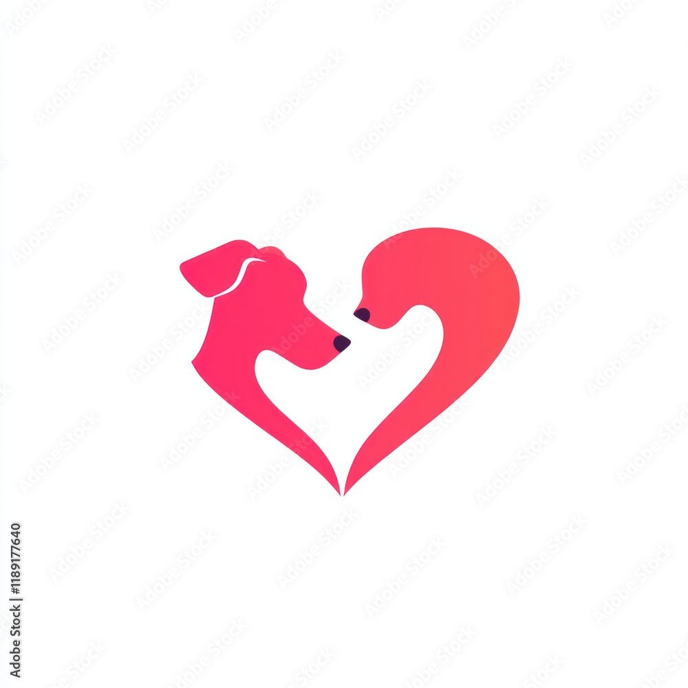 Dog cat heart logo design white background Dog cat heart logo design white background
