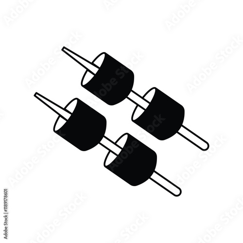 Marshmallow  glyph outline icon with white background vector stock illustration