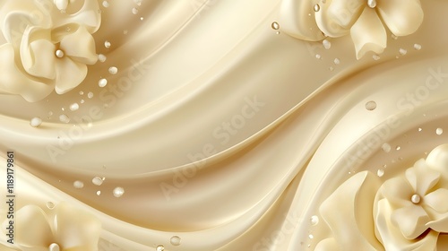 Wallpaper Mural Elegant Cream Silk Draped With Delicate Flowers Torontodigital.ca