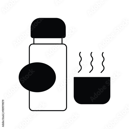 Hot Water Bottle glyph outline icon with white background vector stock illustration