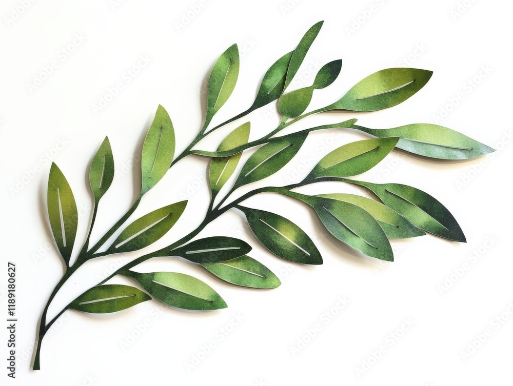 green leaves on a branch on a white background green leaves on a branch on a white background