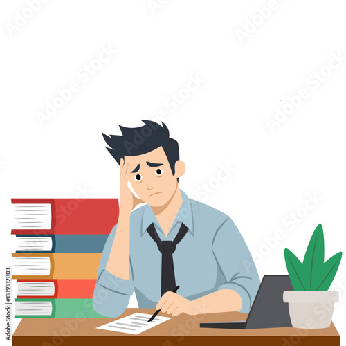 Business person exhausted and stress on desk in office