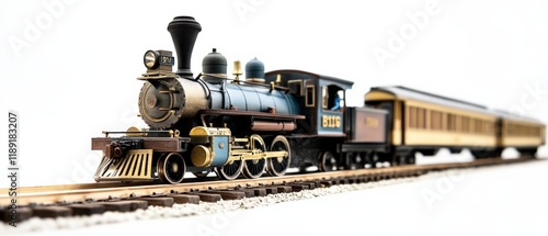 a miniature model of a vintage train on tracks