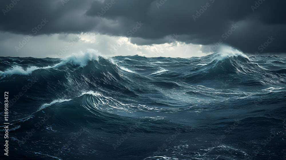Fototapeta premium Stormy sea waves in the Atlantic Ocean