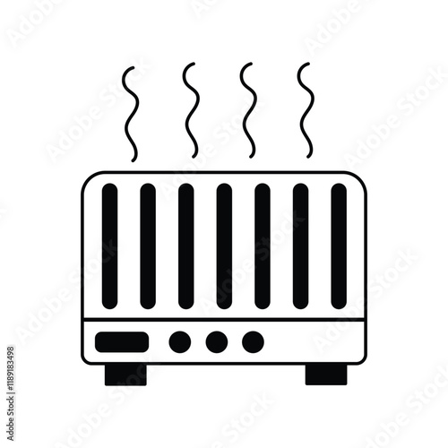 Heater glyph outline icon with white background vector stock illustration