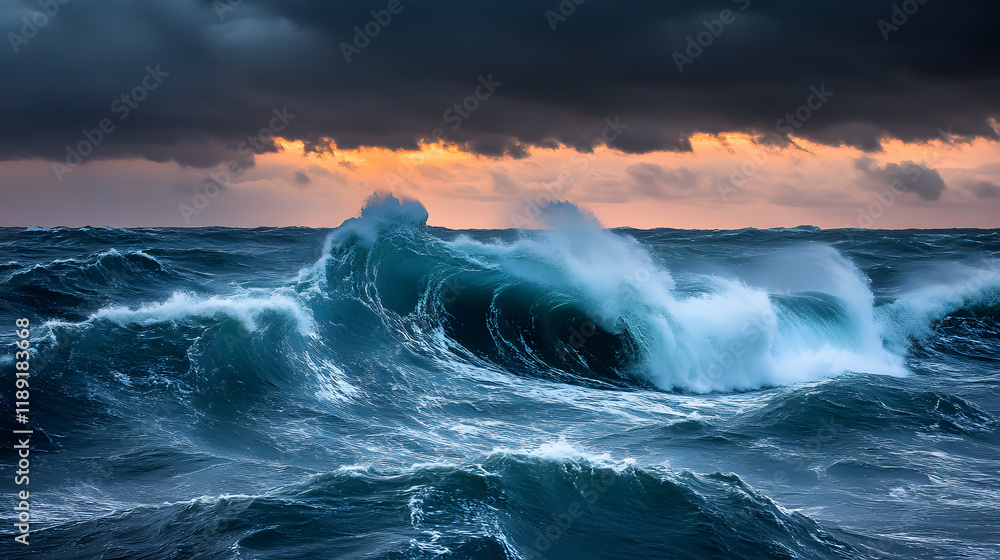 Fototapeta premium Stormy sea waves in the Atlantic Ocean