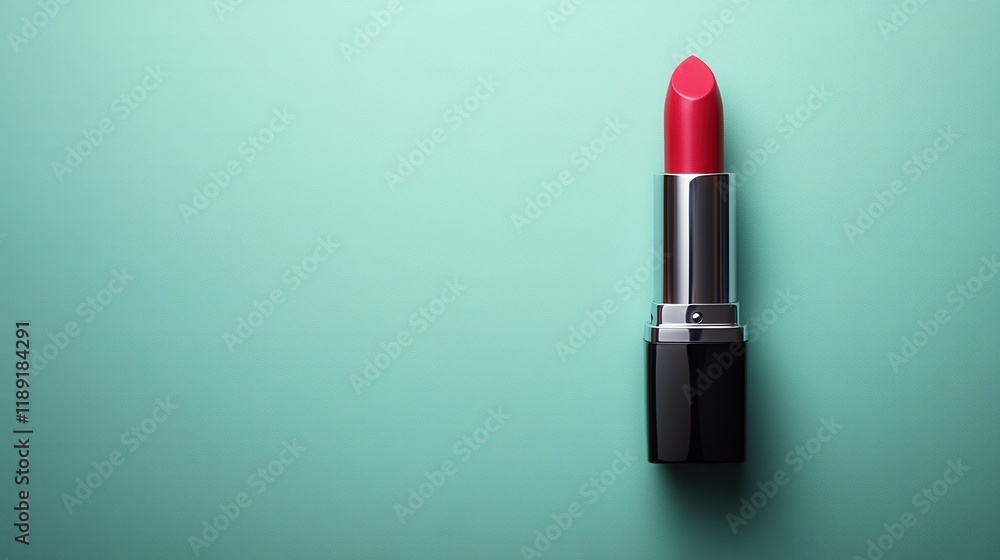 Stylish Pink Lipstick on Mint Green Background for Fashion and Beauty Concept in Makeup and Personal Care Industry Stylish Pink Lipstick on Mint Green Background for Fashion and Beauty Concept in Makeup and Personal Care Industry