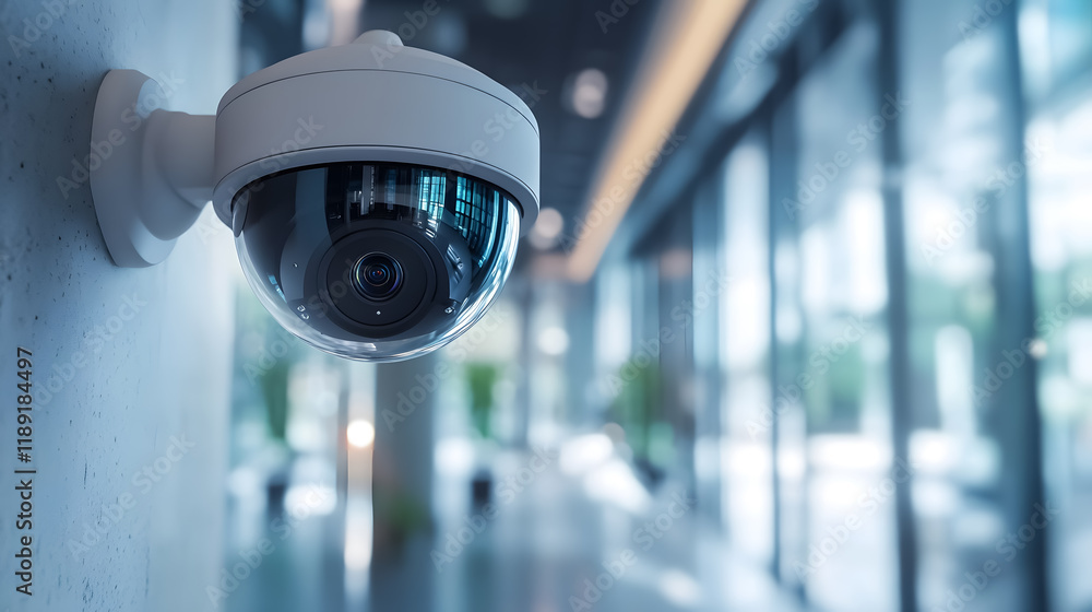 A security CCTV camera monitors an office building. A security CCTV camera monitors an office building.