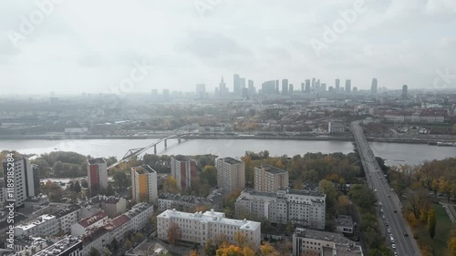 Aerial view of city and the river