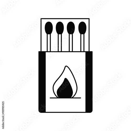 Matches glyph outline icon with white background vector stock illustration