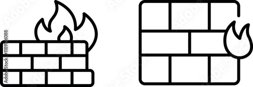 "Firewall Icon Representing Network Security, Digital Protection, and Data Safety in Cyber Environments"