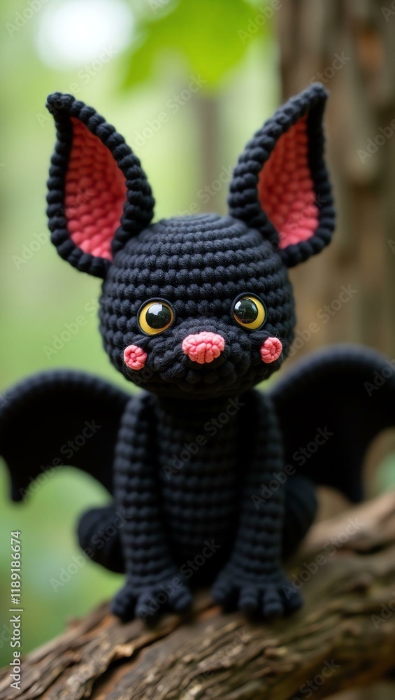 realistic highly detailed crochet of a bat with a nature background realistic highly detailed crochet of a bat with a nature background
