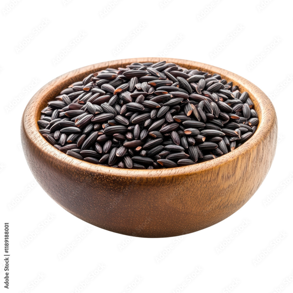 A Wooden Bowl Filled with Aromatic Black Rice Grains: A Culinary Delight A Wooden Bowl Filled with Aromatic Black Rice Grains: A Culinary Delight