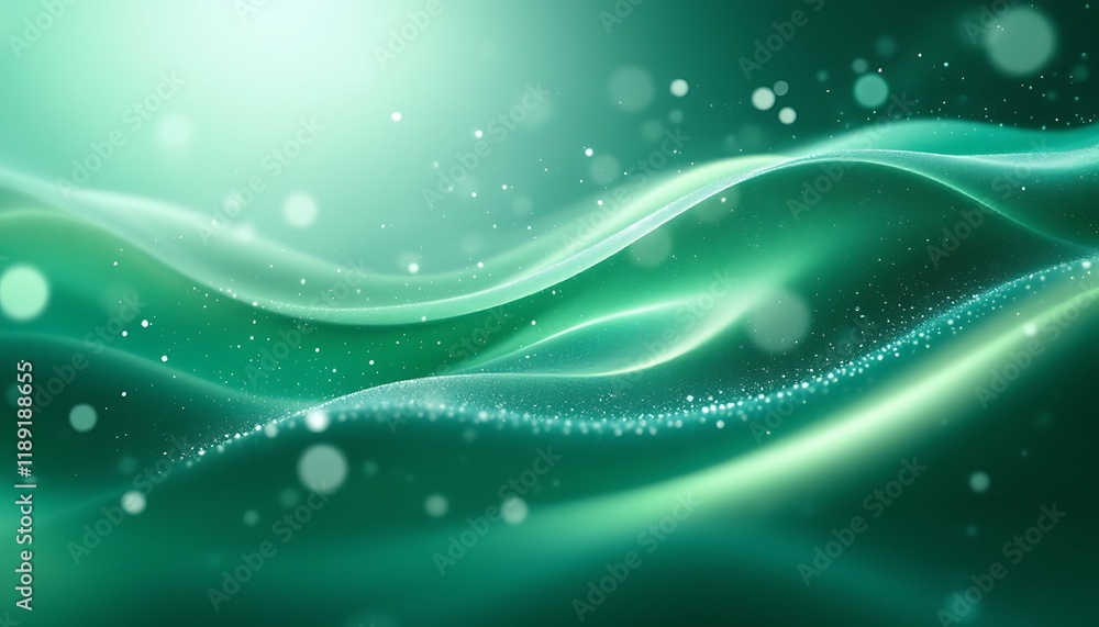 Abstract Teal Green Waves with Sparkling Lights Background Abstract Teal Green Waves with Sparkling Lights Background