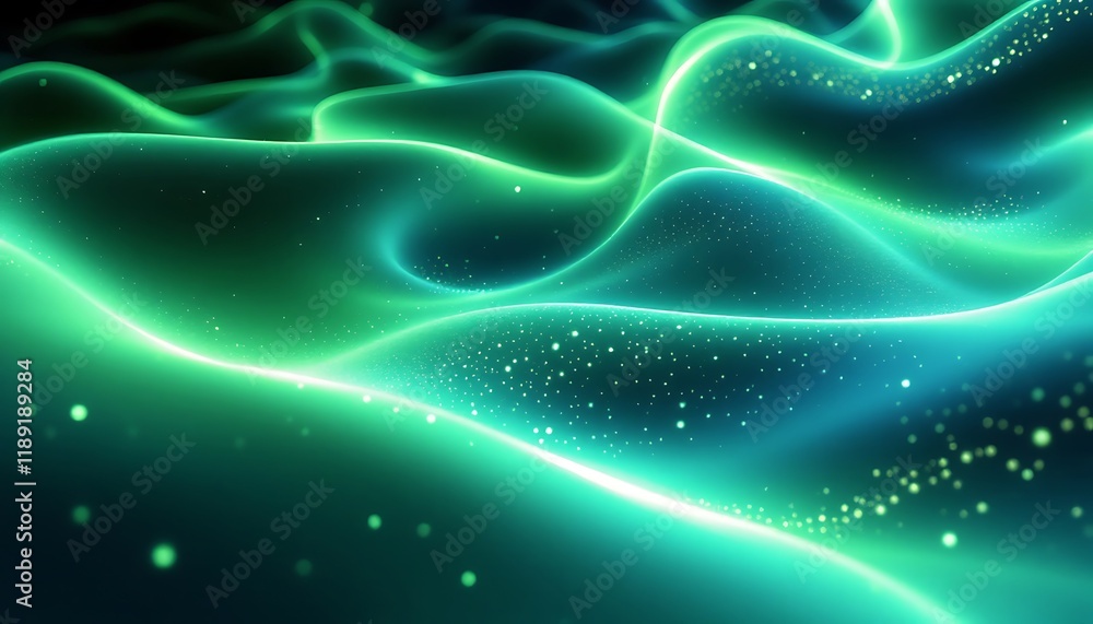 Fototapeta premium Abstract Teal and Green Waves Digital Art