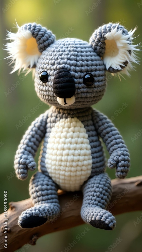 realistic highly detailed crochet of a koala with a nature background realistic highly detailed crochet of a koala with a nature background