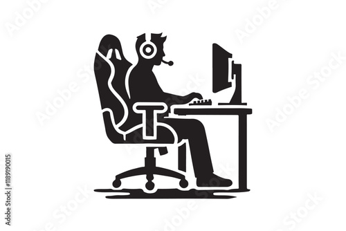 Wallpaper Mural gaming on computer silhouette vector design on a white background Torontodigital.ca