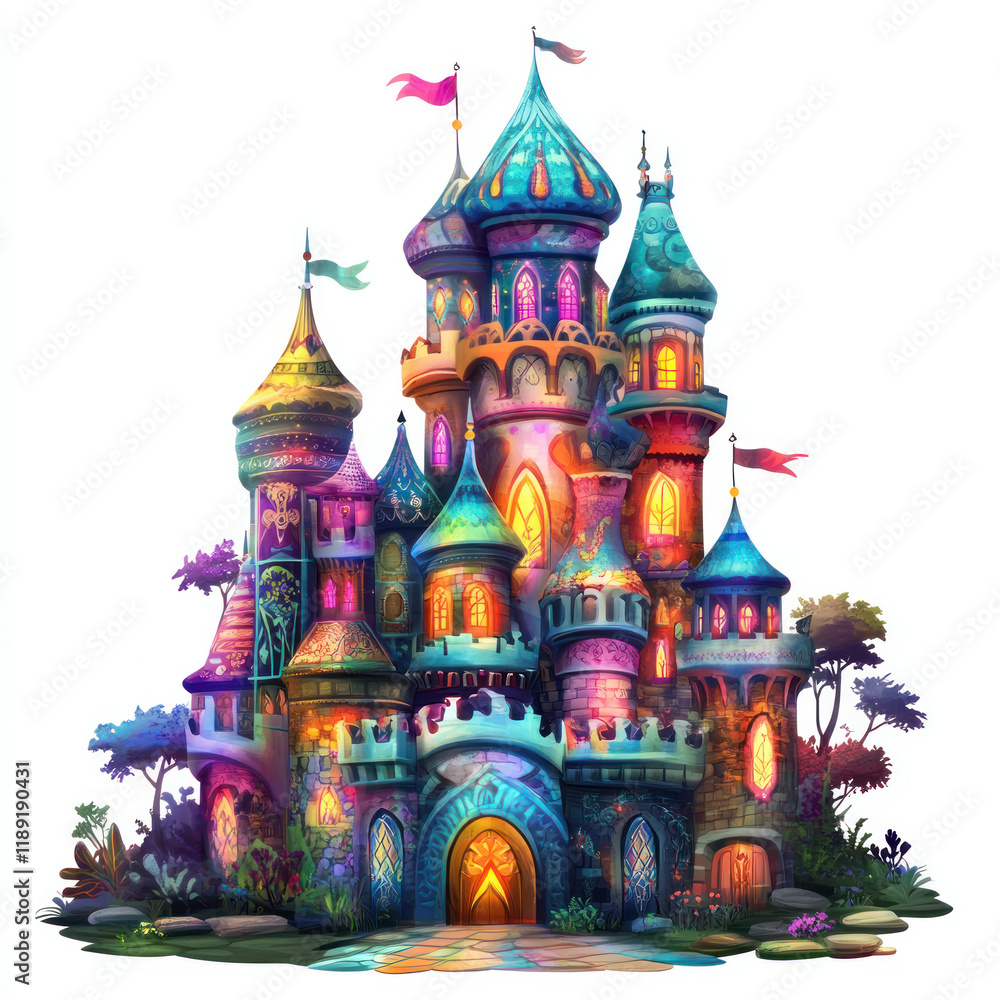 Fototapeta premium Whimsical Colorful Fantasy Castle