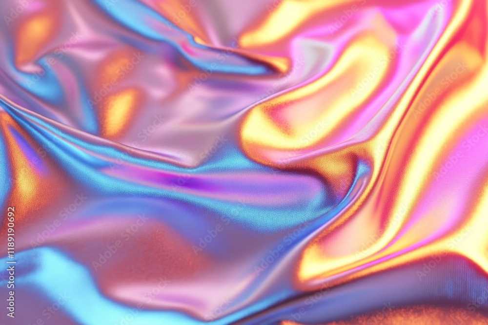 Obraz premium Abstract holographic background with vibrant colors and smooth, flowing cloth-like texture