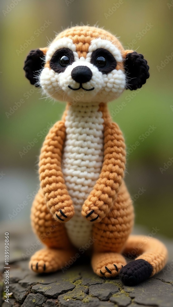 realistic highly detailed crochet of a meerkat with a nature background realistic highly detailed crochet of a meerkat with a nature background