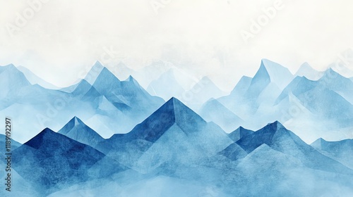 Wallpaper Mural Serene Geometry: Minimalist Abstract Mountain Range in Cool Blues and Whites Torontodigital.ca