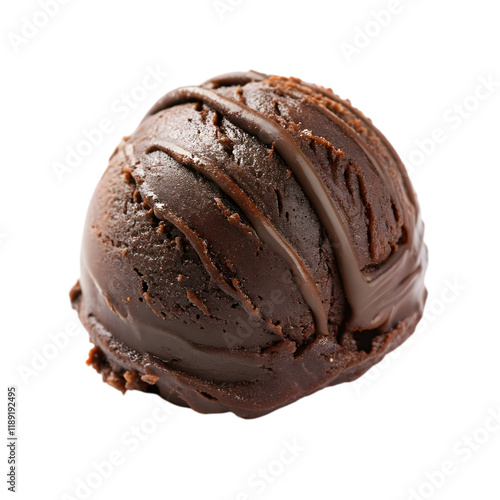 chocolate ice cream ball on transparent background photo