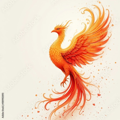 Wallpaper Mural Majestic Fiery Phoenix Bird Mythical Creature Fantasy Art Orange and Red Wings Torontodigital.ca