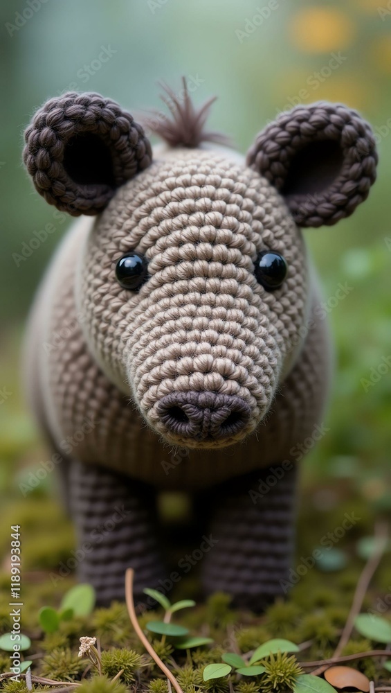 realistic highly detailed crochet of a tapir with a nature background realistic highly detailed crochet of a tapir with a nature background