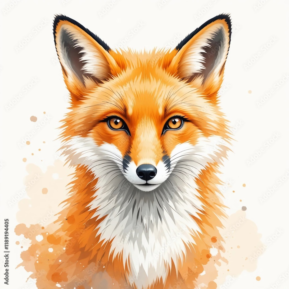 Obraz premium Majestic Red Fox Portrait Watercolor Style Wildlife Art Stunning Animal Headshot