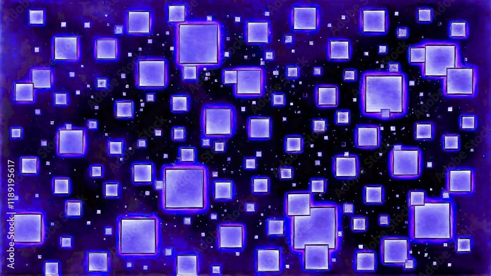 A dynamic and futuristic design showcasing glowing neon blue squares arranged on a dark background. The interplay of the radiant blue hues against the dark canvas creates a captivating and modern A dynamic and futuristic design showcasing glowing neon blue squares arranged on a dark background. The interplay of the radiant blue hues against the dark canvas creates a captivating and modern
