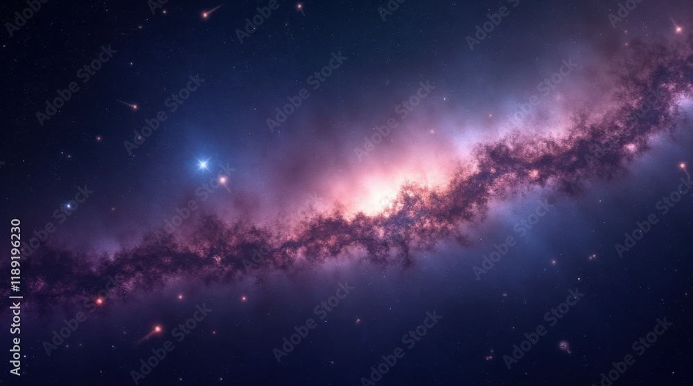 Fototapeta premium Breathtaking Milky Way Galaxy with Vivid Purple, Blue, and Pink Hues
