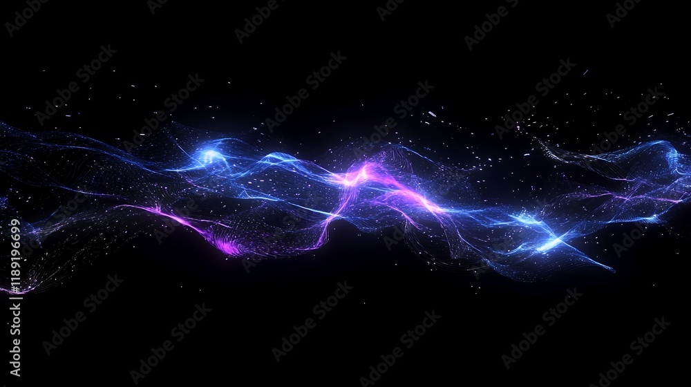 Abstract Blue and Purple Glowing Energy Waves Particle Flow Digital Art Background Abstract Blue and Purple Glowing Energy Waves Particle Flow Digital Art Background