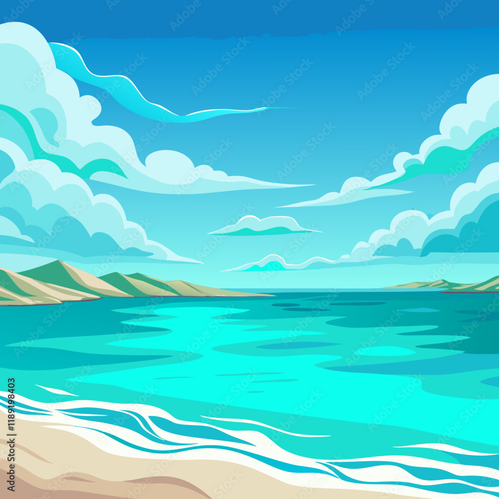 Fototapeta premium illustration of a beach