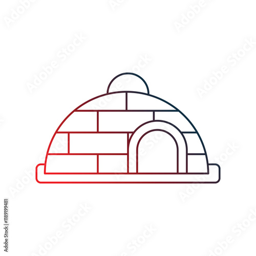 Igloo  gradient outline icon with white background vector stock illustration