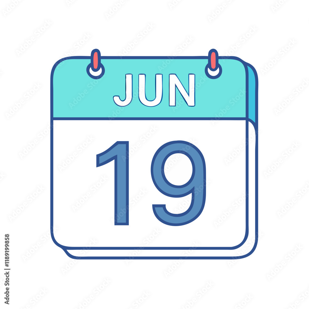  june 19 calendar icon vector icon, june 19 calendar icon vector illustration - simple illustration of june 19 calendar icon, perfect for logos,and june 19 calendar icon -themed designs.