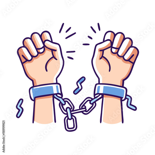 hands breaking free from shackles icon