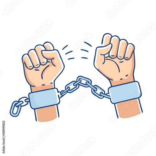 hands breaking free from shackles icon