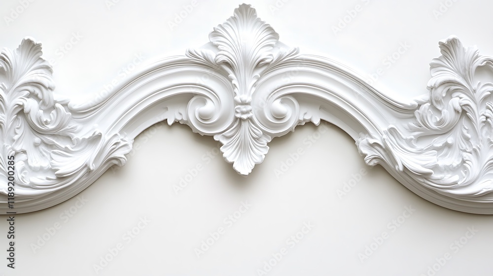 Elegant White Architectural Ornamental Molding Detail Elegant White Architectural Ornamental Molding Detail