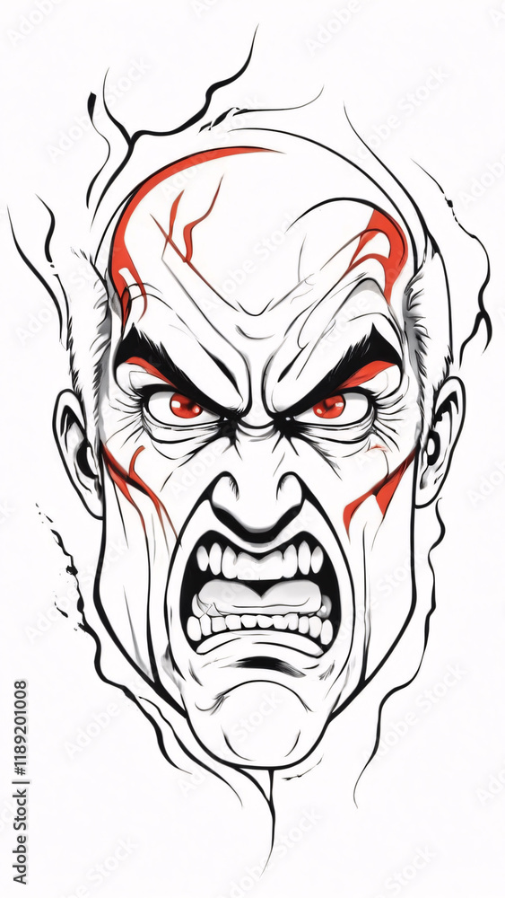 Image of a man's face in rage. Image of a man's face in rage.