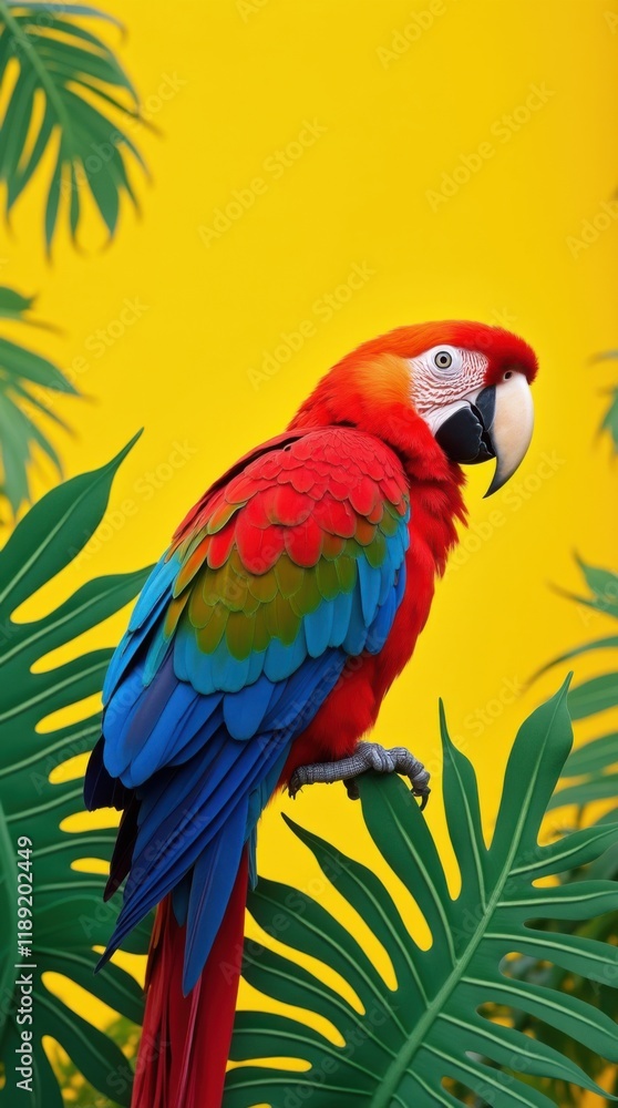 Fototapeta premium Vibrant Parrot in Lush Tropical Setting