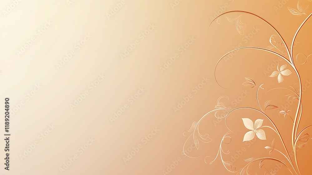 Elegant Floral Design On Peach Background Elegant Floral Design On Peach Background