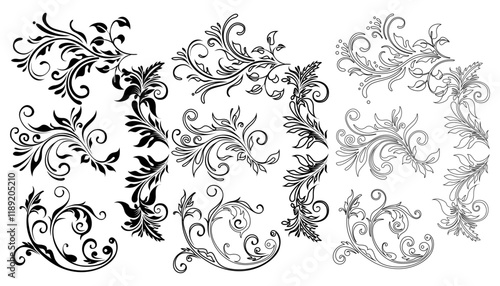 Ornament Decoration Silhouette Vector Pack graphic drawing illustration for stickers, streetwear, t-shirts, logos, print-on-demand, print, or branding